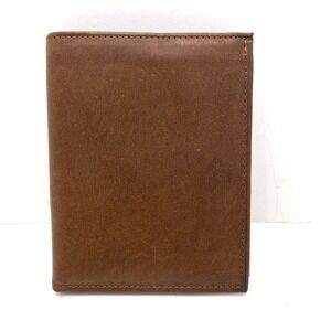 Vtg Rolfs Cowhide Brown Leather‎ Billfold Wallet Credit Card Photos 5.25"x4"